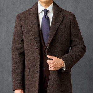 SHIPS JET BLUE Dark Brown Chocolate Burgundy Coat Slim US Small S / Japan Medium